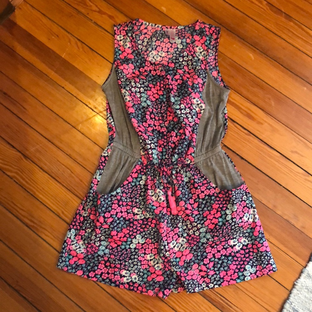 Gray and flowered romper